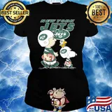 New York Jets Lets Play Football Together Snoopy NFL Shirts Ladies tee