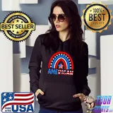 Rainbow American Flag Patriotic Happy 4th Of July Boy Girl T-Shirt Hoodie