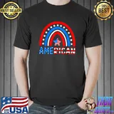 Rainbow American Flag Patriotic Happy 4th Of July Boy Girl T-Shirt