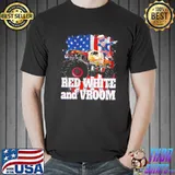 Red white and vroom monster truck 4th of july shirt