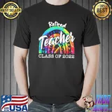 Retired teacher class of 2022 retirement tie dye leopard shirt