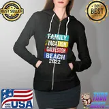 Retro Vintage Family Vacation 2022 Texas Galveston Beach T-Shirt Full Zip Hooded