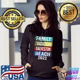Retro Vintage Family Vacation 2022 Texas Galveston Beach T-Shirt Hoodie