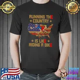 Running The Country Is Like Riding A Bike - Biden Falls Off map T-shirt