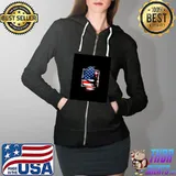 Silhouette ballet dance ballerina withe usa flag - arial silks Graphic T-Shirt Full Zip Hooded