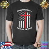 Stand for the flag kneel for the cross veteran American flag shirt