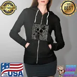 Yayoi Kusama Black Abstract T-Shirt Full Zip Hooded