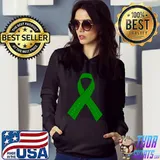 Adrenal Cancer Awareness Ribbon Green T-Shirt Hoodie