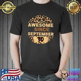 Awesome since September 30th Leopard Birthday T-Shirt