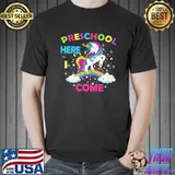 Back To School Unicorn Hello Kid First Day of Preschool T-Shirt