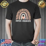 Dental assistant leopard rainbow healthcare workers shirt