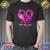 Faith Hope Love Breast Cancer Awareness Pink Feather T-Shirt