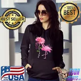 Flower Pink Ribbon Flamingon Breast Cancer Awareness T-Shirt Hoodie