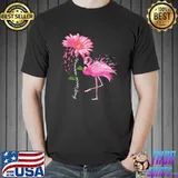 Flower Pink Ribbon Flamingon Breast Cancer Awareness T-Shirt