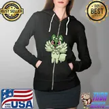 Flying Green Cat T-Shirt Full Zip Hooded