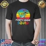 Fourth Grade Squad Back To School Dinosaur Vintage Sunset T-Shirt