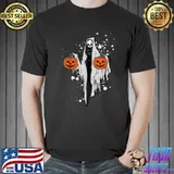 Halloween Ghost Skeleton Scary Pumpkin Face Spooky Vibes T-Shirt