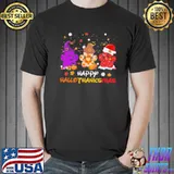 Happy halloween thanks giving christmas Paw Seasons shirt