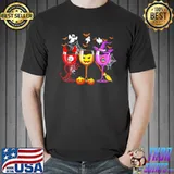 Happy halloween wine glasses halloween vibes shirt