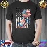 Hippie Gnome Guitar Flower America Flag Shirt