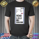 Honolulu Hawaii Boarding Pass Airlane Ticket Luggage Airplane T-Shirt