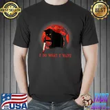 I Do What I Want Halloween Murderous Cat With Knife Blood Moon T-Shirt
