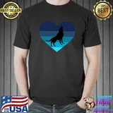 I Love Howling Wolves Retro Heart T-Shirt