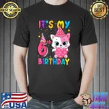 It's My 6th Birthday Girl Cat T-Shirt