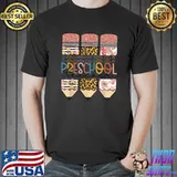 Leopard Pencil Preschool Teacher Student Back To School T-Shirt