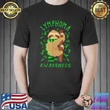 Lymphoma Non Hodgkin Awareness Sloth Lime Green Ribbon T-Shirt