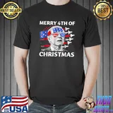Merry 4th Of Christmas Joe Biden 4th Of July Usa Flag T-Shirt