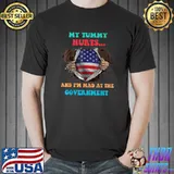 My tummy hurts and i'm mad at the government usa flag T-Shirt