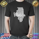 Patriotic Decorative Mandala Style Map of Illinois T-Shirt