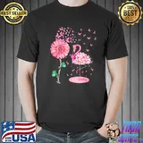 Pink bird flamingo breast cancer awareness shirt