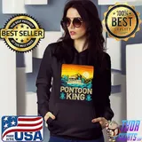 Pontoon King Retro Sunset Captain Lake T-Shirt Hoodie