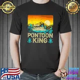 Pontoon King Retro Sunset Captain Lake T-Shirt