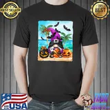 Purple Witch Gnome Pumpkin Beach Halloween T-Shirt