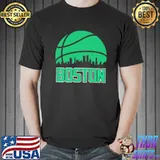 Retro celtics basketball Boston city skyline classic shirt