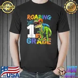 Roaring Into 1st Grade Dinosaur Back to School T-Shirt