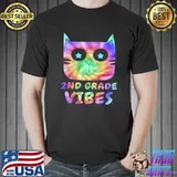 Second Grade Vibes Tie Dye Cat T-Shirt