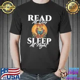 Sleep all day read all night bookish read a book day owl shortsleeve shirt