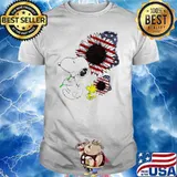 Snoopy And Wookstock Flower American Flag Shirt