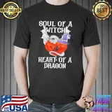 Soul of a witch heart of a dragon halloween mythical lover shortsleeve shirt