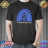 Syringomyelia Awareness Floral Blue Ribbon Rainbow T-Shirt
