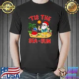 Tis The Sea Sun Santa Beach Summer Christmas In July Vacay T-Shirt