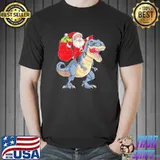 Tree rex christmas santa riding dinosaur shirt