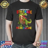 Watch Out 5th Grade Here I Come Dinosaur Back To School T-Shirt