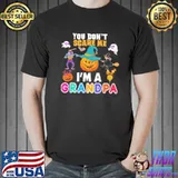 You don't scare me I'm a grandpa can't halloween pumpkin shirt
