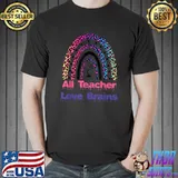 All Teacher Love Brains Halloween Rainbow Leopard Colors T-Shirt