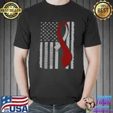 Aps Disease Awareness Ribbon American Flag In This Family We Fight Together T-Shirt
